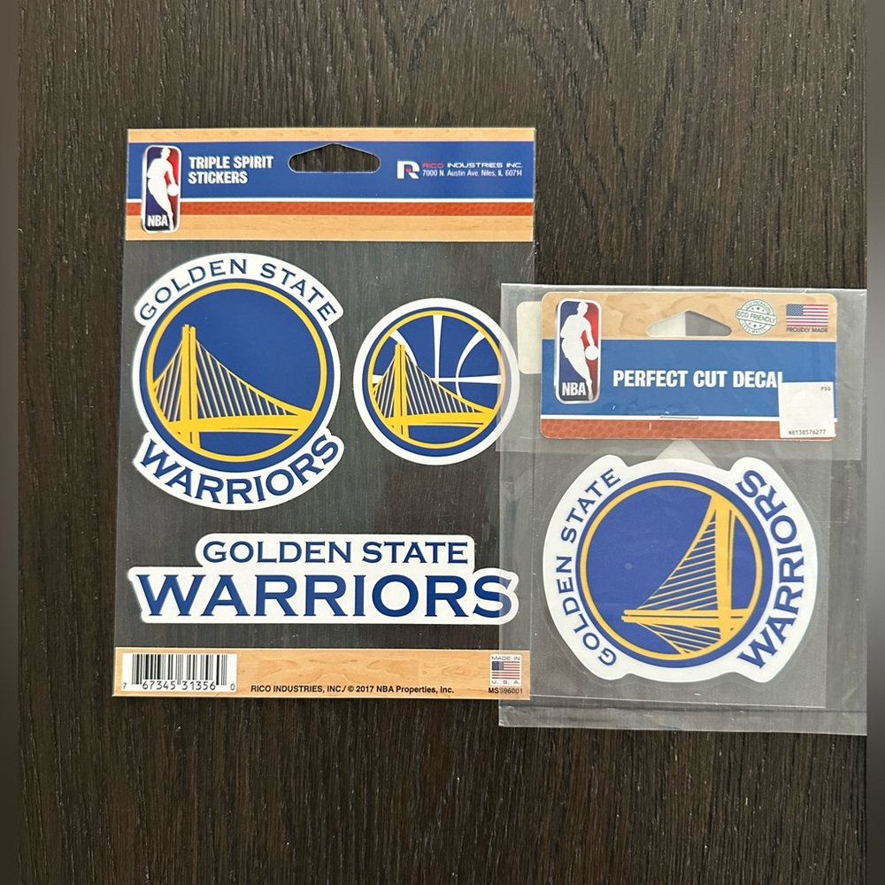 Golden State Warriors Sticker Set - Blue and Yellow NWT